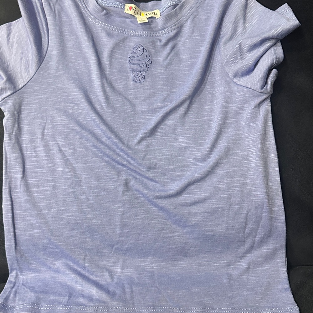 Purple T-Shirt with Ice Cream Embroidery size 7. New